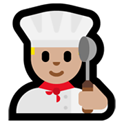 👨🏼‍🍳 Emoji Cozinheiro: Pele Morena Clara na Microsoft Windows 10 May 2019 Update.