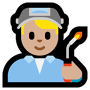 Emoji 👨🏼‍🏭 Operaio: Carnagione Abbastanza Chiara su Microsoft Windows 10 May 2019 Update.