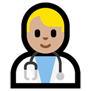 👨🏼‍⚕️ Emoji Profesional Sanitario Hombre: Tono De Piel Claro Medio en Microsoft Windows 10 May 2019 Update.