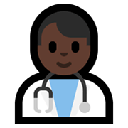👨🏿‍⚕️ Emoji Homem Profissional Da Saúde: Pele Escura na Microsoft Windows 10 May 2019 Update.