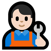 Emoji 👨🏻‍🔧 Meccanico Uomo: Carnagione Chiara su Microsoft Windows 10 May 2019 Update.