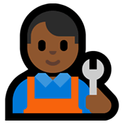 👨🏾‍🔧 Emoji Mechaniker: mitteldunkle Hautfarbe Microsoft Windows 10 May 2019 Update.