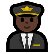 👨🏿‍✈️ Emoji Piloto Hombre: Tono De Piel Oscuro en Microsoft Windows 10 May 2019 Update.