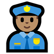 Émoji 👮🏽‍♂️ Policier : Peau Légèrement Mate sur Microsoft Windows 10 May 2019 Update.