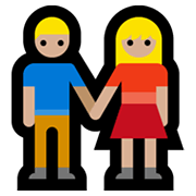 👫🏼 Emoji Mann und Frau halten Hände: mittelhelle Hautfarbe Microsoft Windows 10 May 2019 Update.