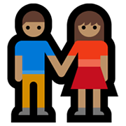 👫🏽 Emoji Mann und Frau halten Hände: mittlere Hautfarbe Microsoft Windows 10 May 2019 Update.