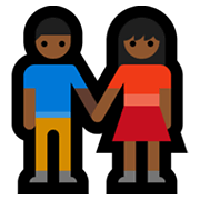 👫🏾 Emoji Mann und Frau halten Hände: mitteldunkle Hautfarbe Microsoft Windows 10 May 2019 Update.