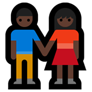 👫🏿 Emoji Homem E Mulher De Mãos Dadas: Pele Escura na Microsoft Windows 10 May 2019 Update.