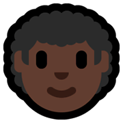 👨🏿‍🦱 Emoji Mann: dunkle Hautfarbe, lockiges Haar Microsoft Windows 10 May 2019 Update.
