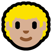 👨🏼‍🦱 Emoji Mann: mittelhelle Hautfarbe, lockiges Haar Microsoft Windows 10 May 2019 Update.
