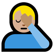 🤦🏼‍♂️ Emoji sich an den Kopf fassender Mann: mittelhelle Hautfarbe Microsoft Windows 10 May 2019 Update.