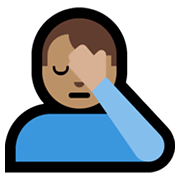 🤦🏽‍♂️ Emoji sich an den Kopf fassender Mann: mittlere Hautfarbe Microsoft Windows 10 May 2019 Update.