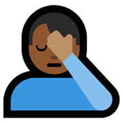 Emoji 🤦🏾‍♂️ Uomo Esasperato: Carnagione Abbastanza Scura su Microsoft Windows 10 May 2019 Update.