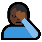 Emoji 🤦🏿‍♂️ Uomo Esasperato: Carnagione Scura su Microsoft Windows 10 May 2019 Update.