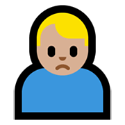 🙍🏼‍♂️ Emoji Homem Franzindo A Sobrancelha: Pele Morena Clara na Microsoft Windows 10 May 2019 Update.