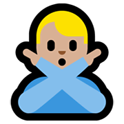 🙅🏼‍♂️ Emoji Mann mit überkreuzten Armen: mittelhelle Hautfarbe Microsoft Windows 10 May 2019 Update.