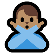 🙅🏽‍♂️ Emoji Homem Fazendo Gesto De «não»: Pele Morena na Microsoft Windows 10 May 2019 Update.
