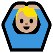 🙆🏼‍♂️ Emoji Homem Fazendo Gesto De «OK»: Pele Morena Clara na Microsoft Windows 10 May 2019 Update.