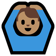 🙆🏽‍♂️ Emoji Homem Fazendo Gesto De «OK»: Pele Morena na Microsoft Windows 10 May 2019 Update.