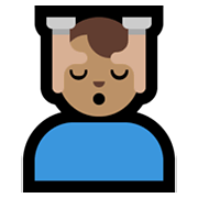 💆🏽‍♂️ Emoji Mann, der eine Kopfmassage bekommt: mittlere Hautfarbe Microsoft Windows 10 May 2019 Update.