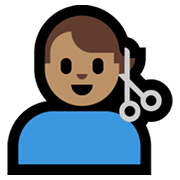 💇🏽‍♂️ Emoji Hombre Cortándose El Pelo: Tono De Piel Medio en Microsoft Windows 10 May 2019 Update.