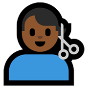 💇🏾‍♂️ Emoji Homem Cortando O Cabelo: Pele Morena Escura na Microsoft Windows 10 May 2019 Update.