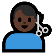 💇🏿‍♂️ Emoji Mann beim Haareschneiden: dunkle Hautfarbe Microsoft Windows 10 May 2019 Update.
