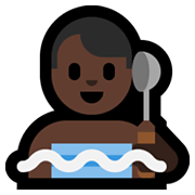 Emoji 🧖🏿‍♂️ Uomo In Sauna: Carnagione Scura su Microsoft Windows 10 May 2019 Update.