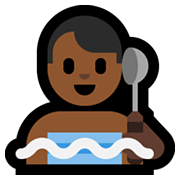 🧖🏾‍♂️ Emoji Homem Na Sauna: Pele Morena Escura na Microsoft Windows 10 May 2019 Update.