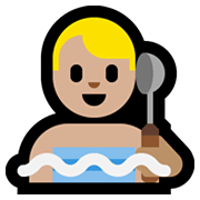 Emoji 🧖🏼‍♂️ Uomo In Sauna: Carnagione Abbastanza Chiara su Microsoft Windows 10 May 2019 Update.