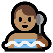 🧖🏽‍♂️ Emoji Homem Na Sauna: Pele Morena na Microsoft Windows 10 May 2019 Update.