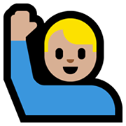 🙋🏼‍♂️ Emoji Mann mit erhobenem Arm: mittelhelle Hautfarbe Microsoft Windows 10 May 2019 Update.
