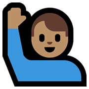 🙋🏽‍♂️ Emoji Mann mit erhobenem Arm: mittlere Hautfarbe Microsoft Windows 10 May 2019 Update.