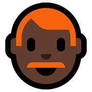👨🏿‍🦰 Emoji Mann: dunkle Hautfarbe, rotes Haar Microsoft Windows 10 May 2019 Update.