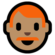 Emoji 👨🏽‍🦰 Uomo: Carnagione Olivastra E Capelli Rossi su Microsoft Windows 10 May 2019 Update.