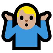 🤷🏼‍♂️ Emoji Hombre Encogido De Hombros: Tono De Piel Claro Medio en Microsoft Windows 10 May 2019 Update.
