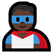 🦸🏿‍♂️ Emoji Homem Super-herói: Pele Escura na Microsoft Windows 10 May 2019 Update.