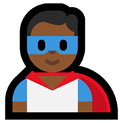 🦸🏾‍♂️ Emoji Homem Super-herói: Pele Morena Escura na Microsoft Windows 10 May 2019 Update.