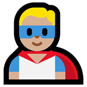 🦸🏼‍♂️ Emoji Homem Super-herói: Pele Morena Clara na Microsoft Windows 10 May 2019 Update.