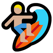 Emoji 🏄🏼‍♂️ Surfista Uomo: Carnagione Abbastanza Chiara su Microsoft Windows 10 May 2019 Update.