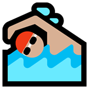 🏊🏼‍♂️ Emoji Schwimmer: mittelhelle Hautfarbe Microsoft Windows 10 May 2019 Update.
