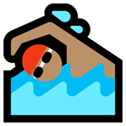 🏊🏽‍♂️ Emoji Homem Nadando: Pele Morena na Microsoft Windows 10 May 2019 Update.