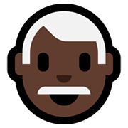 Emoji 👨🏿‍🦳 Uomo: Carnagione Scura E Capelli Bianchi su Microsoft Windows 10 May 2019 Update.