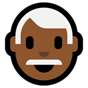 👨🏾‍🦳 Emoji Mann: mitteldunkle Hautfarbe, weißes Haar Microsoft Windows 10 May 2019 Update.