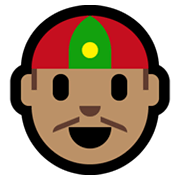 👲🏽 Emoji Mann mit chinesischem Hut: mittlere Hautfarbe Microsoft Windows 10 May 2019 Update.