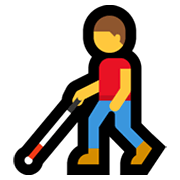 Emoji 👨‍🦯 Uomo Con Bastone Bianco Di Orientamento su Microsoft Windows 10 May 2019 Update.