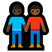 👨🏿‍🤝‍👨🏾 Emoji Dois Homens De Mãos Dadas: Pele Escura E Pele Morena Escura na Microsoft Windows 10 May 2019 Update.