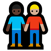 👨🏿‍🤝‍👨🏼 Emoji Dois Homens De Mãos Dadas: Pele Escura E Pele Morena Clara na Microsoft Windows 10 May 2019 Update.
