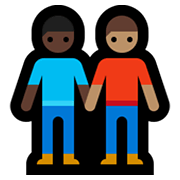 Emoji 👨🏿‍🤝‍👨🏽 Due Uomini Che Si Tengono Per Mano: Carnagione Scura E Carnagione Olivastra su Microsoft Windows 10 May 2019 Update.