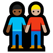 Emoji 👨🏾‍🤝‍👨🏼 Due Uomini Che Si Tengono Per Mano: Carnagione Abbastanza Scura E Carnagione Abbastanza Chiara su Microsoft Windows 10 May 2019 Update.
